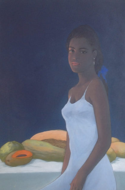 Juan Plutarco Andujar (1931-1995) 30"x40" Morena de Perfil Con Lazo Oil on Canvas #5FN