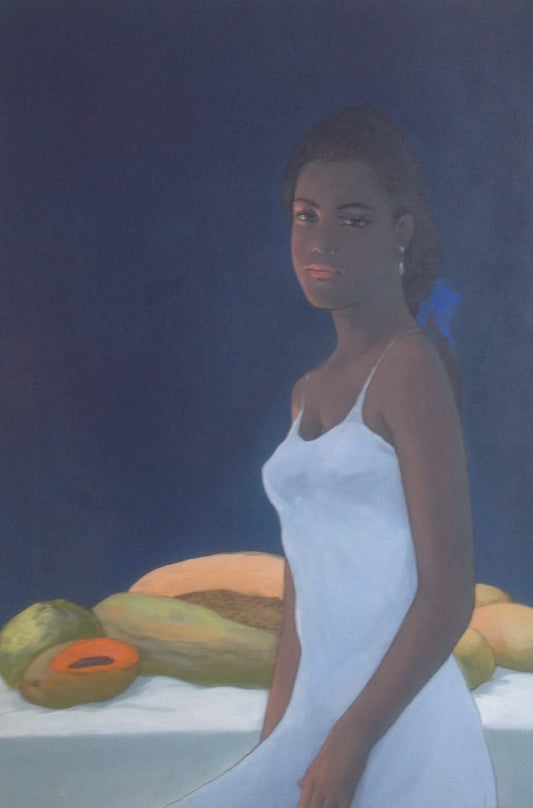 Juan Plutarco Andujar (1931-1995) 30"x40" Morena de Perfil Con Lazo Oil on Canvas #5FN