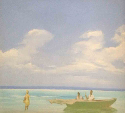 Juan Plutarco Andujar (1931-1995) 30"x40" Marina con Pescadores Oil on Canvas #7FN