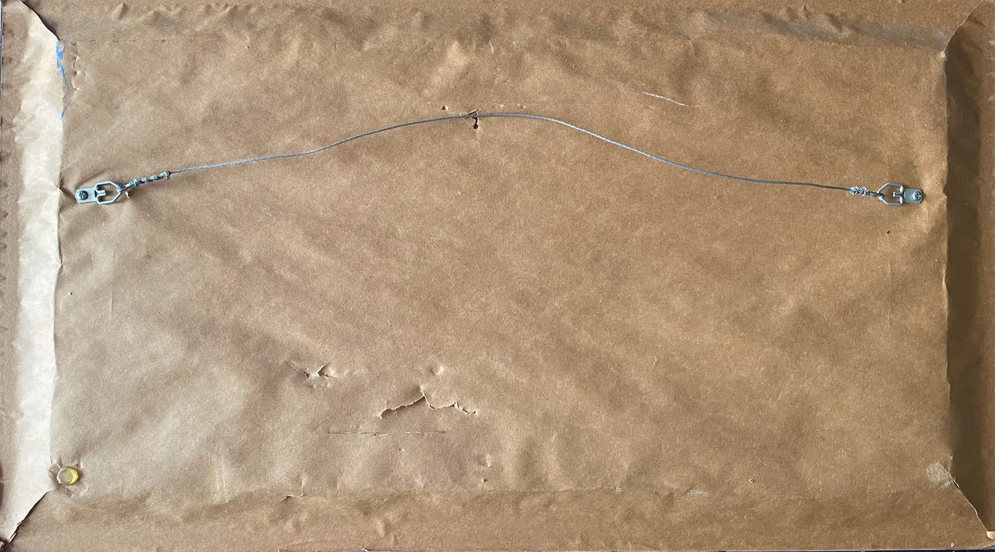 Jacques Valbrun (Haitian, 1938-1992) 15"x25" Abstract Houses Acrylic on Canvas Painting #1TC