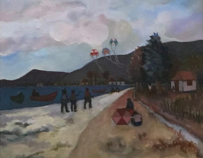 Harry Jacques (Arijac) 16"x20" Kites Acrylic on Canvas Framed #1FC