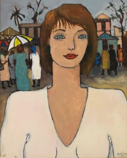 Harry Jacques (Arijac) 20"x16" The White Lady Acrylic on Canvas Framed #2FC