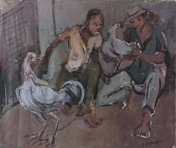 Carlo Jn-Jacques (1943-1990)  20"x24" Gaguerre Acrylic on Canvas #1EB