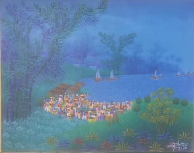 Henri Jn-Louis  20"x16" Market by the Port 2020 Oil on Canvas  #1JN-HA