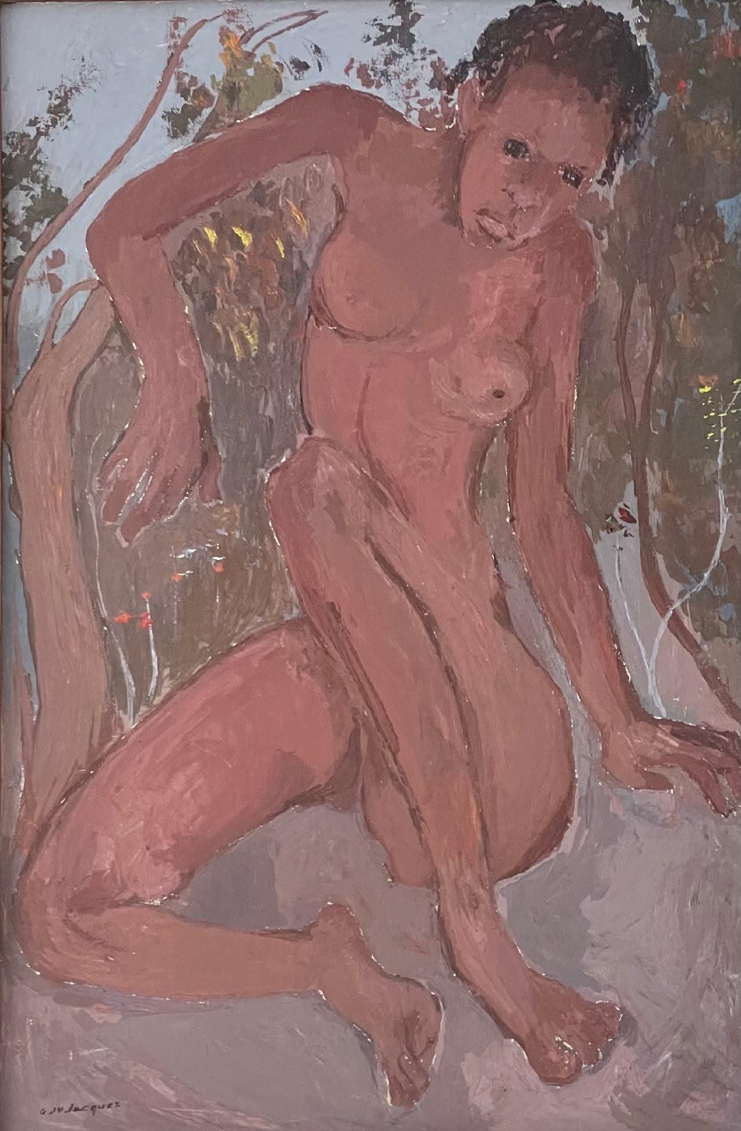 Carlo Jn-Jacques (1943-1990) 36"x24" Untitled Nude c1980 Acrylic on Canvas Unframed Painting #1PN-MIA