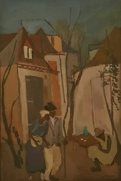 Carlo Jn-Jacques (1943-1990) 24"x36" The Couple 1983 Oil on Canvas #1JN-HA