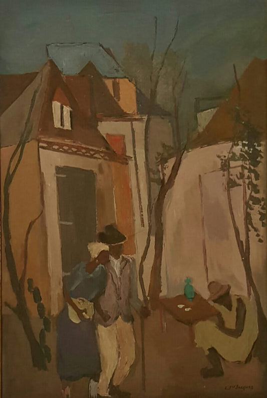 Carlo Jn-Jacques (1943-1990) 24"x36" The Couple 1983 Oil on Canvas #1JN-HA