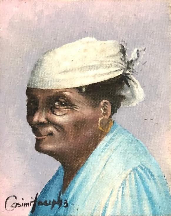 Casimir Joseph 5"x4" Old Lady Portrait 1993 Oil on Masonite Framed #2FC