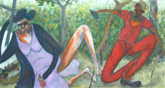 Reynald Joseph 16"x30" Baron Samedi at the Cemetery 2009 Acrylic on Canvas #J223-HA