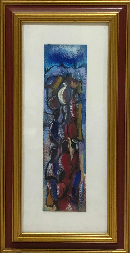 Luckner Lazard (1928-1998) 12"x3.5" Merchants 1990 Watercolor Framed Under Glass #1A-FC