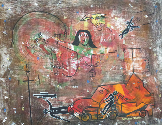 Stivenson Magloire (1963-1994) 30"x20" Energies Bienfaisantes 1994 Acrylic on Canvas #2EB