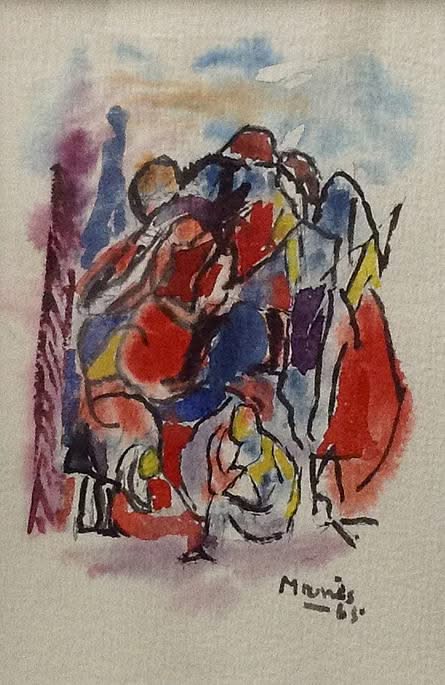 Manes Descollines (1936-1985) 7"x5" Watercolor on Paper Collector's Item 1968 #1301GN-HA