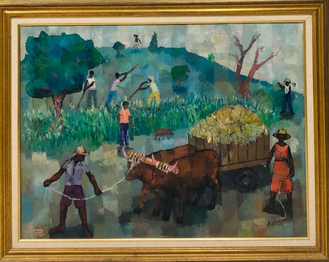 Manes Descollines (1936-1985) 30"x40" The Cow 1982 Acrylic on Canvas Framed