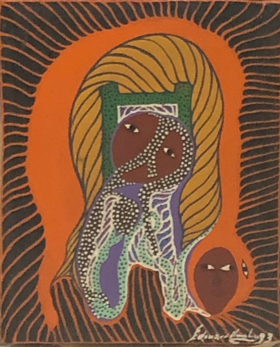 Edouard Manley 10"x8" The Twins 1993 Acrylic on Canvas #1FC