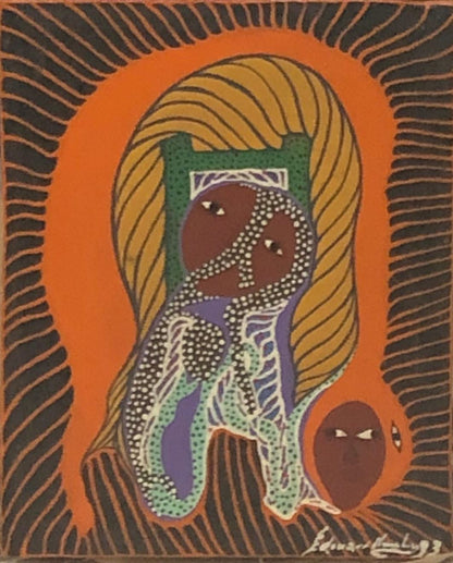 Edouard Manley 10"x8" The Twins 1993 Acrylic on Canvas #1FC