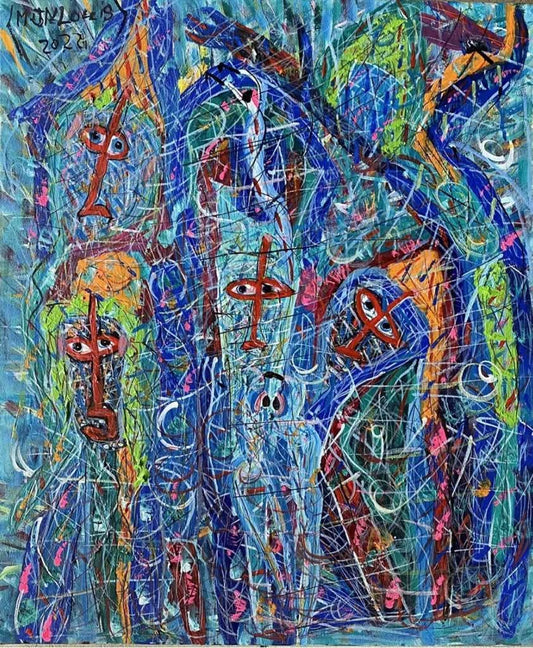 Maxan Jean Louis 24"x20" Untitled 2022 Acrylic on Canvas Painting #2JN-HA