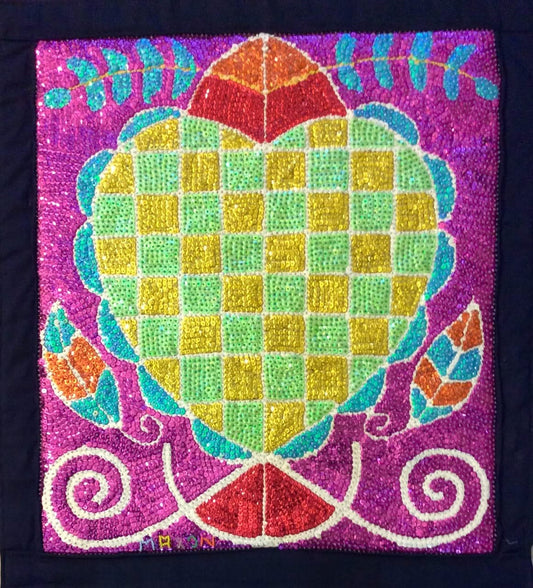 Maxon Scylla 27"x24" Erzulie Dantor 2017 Sequined and Beaded Voodoo Flag on Satin #12MFN