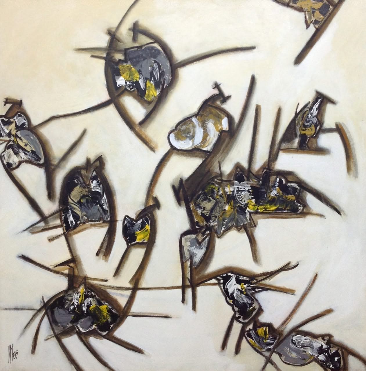 Ronald Mevs (Haitian, 1945-2023)  35.5"x35.5" Untitled Acrylic on Canvas Painting#1GN-HA