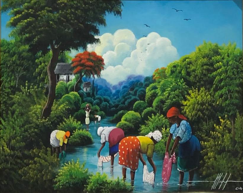 Simeon Michel 16"x20 The Washers Oil on Canvas Framed#1FC