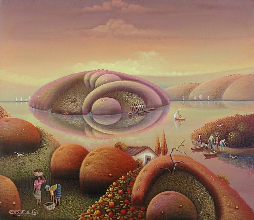 Mario Montilus 10"x12" Imaginative Landscape Oil on Canvas  #1400GN-HA