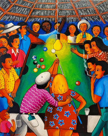 José Morillo 24"x20" The Billard 2022 Unframed Acrylic on Canvas Painting #31JM