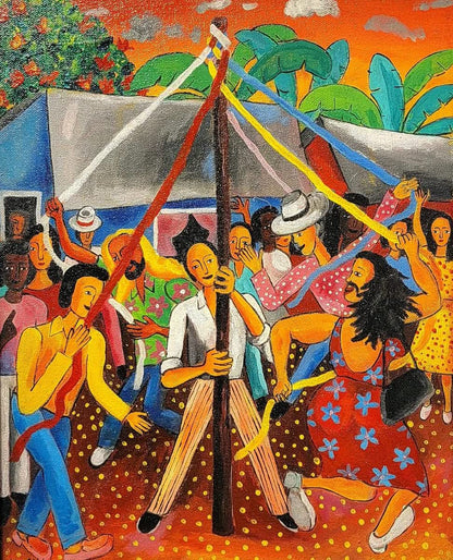 José Morillo 24"x20" The Dance Of The Ribbons 2022 Unframed Acrylic on Canvas Painting #29JM-DR