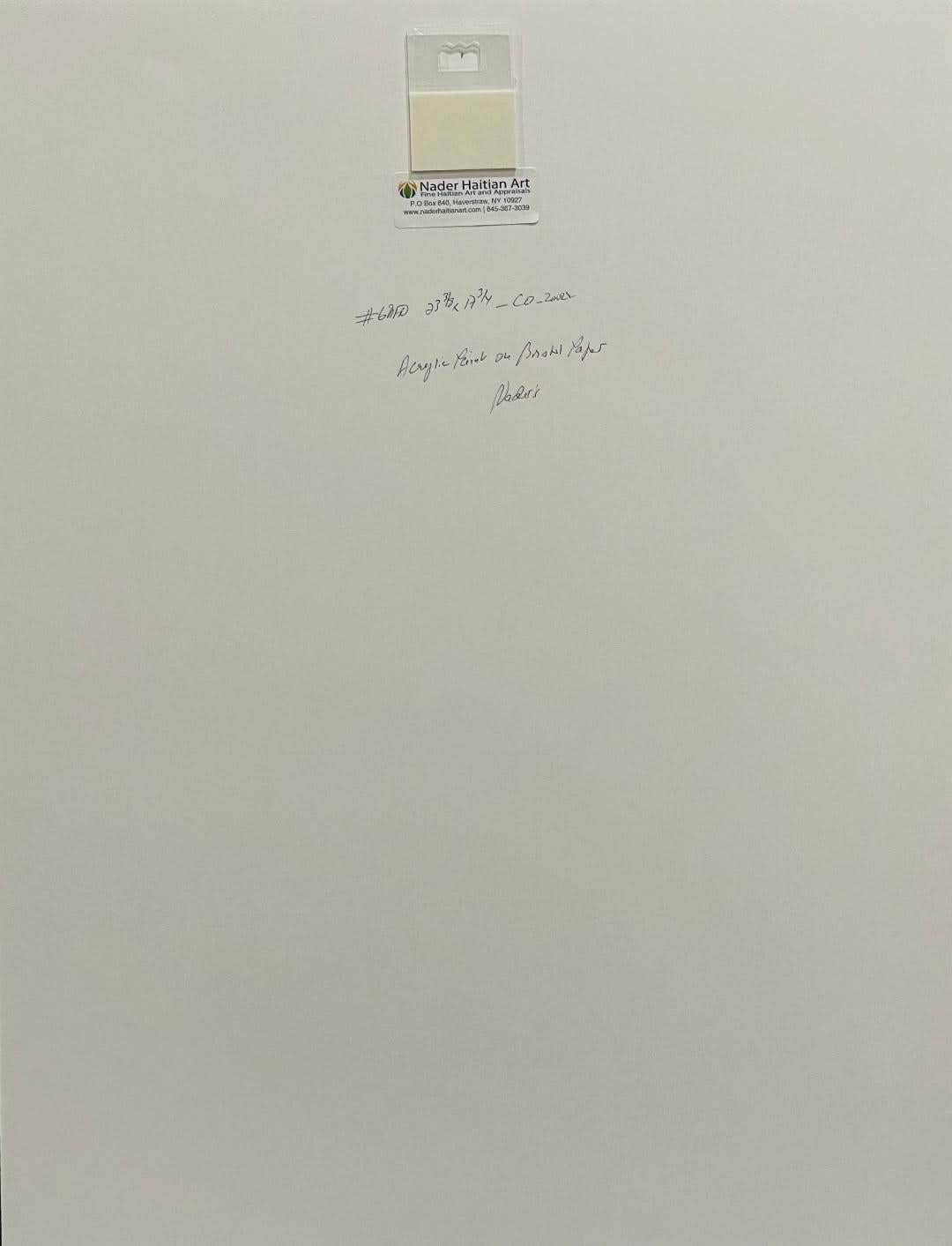 Onel-Lionel Paul 23 ⅜"x17 ¾" Black & White Spiritual Abstract With VEVE 2001 Acrylic Painting on Bristol Paper Mounted #6MFN