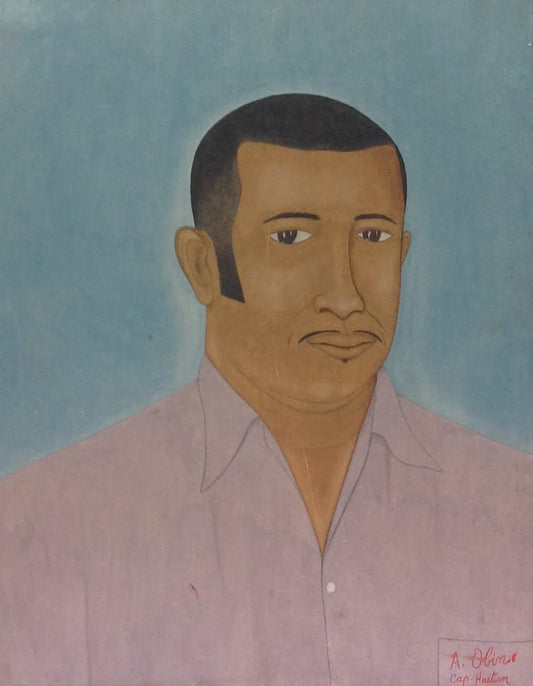 Antoine Obin (1929-1992) 20"x16" Portrait 1976 Oil on Masonite #13-3-96GN-HA
