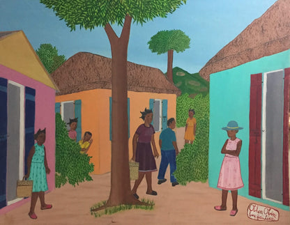 Othon Obin 16"x20" Rural Scene 1980 Oil on Masonite Painting #3-2-95MFN