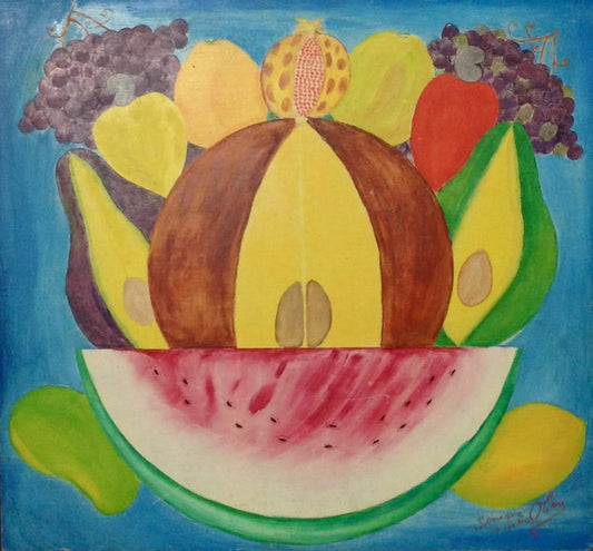 Seneque Obin (1893-1977) 15"x22" Still Life/Fruits  Oil on Masonite #9501GN-HA