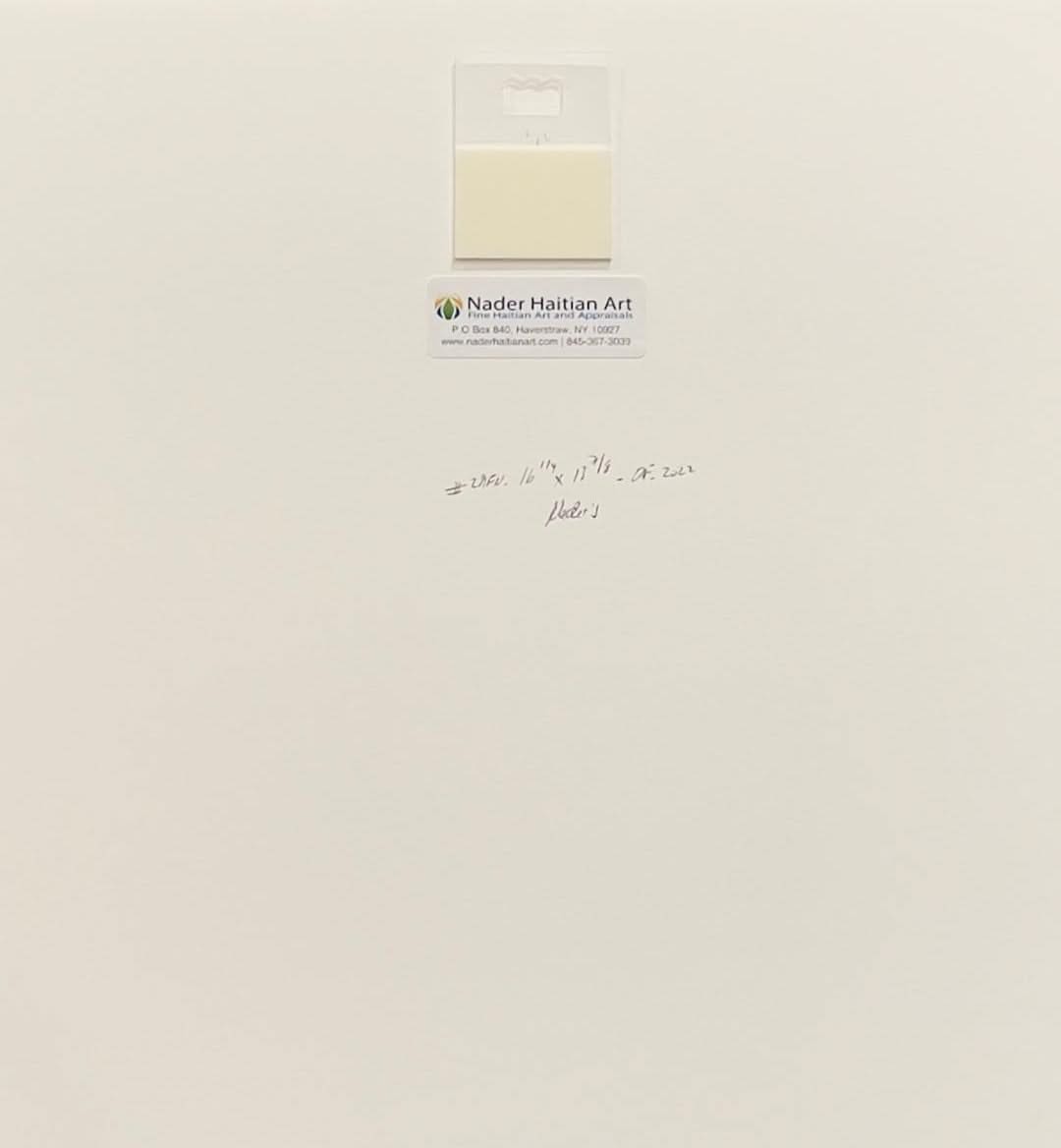 Onel-Lionel Paul 16 ¼"x13 ⅞" Abstract/Black Shadow Spirit in Blue Background 2001 Acrylic Painting on Bristol Paper Mounted #2MFN