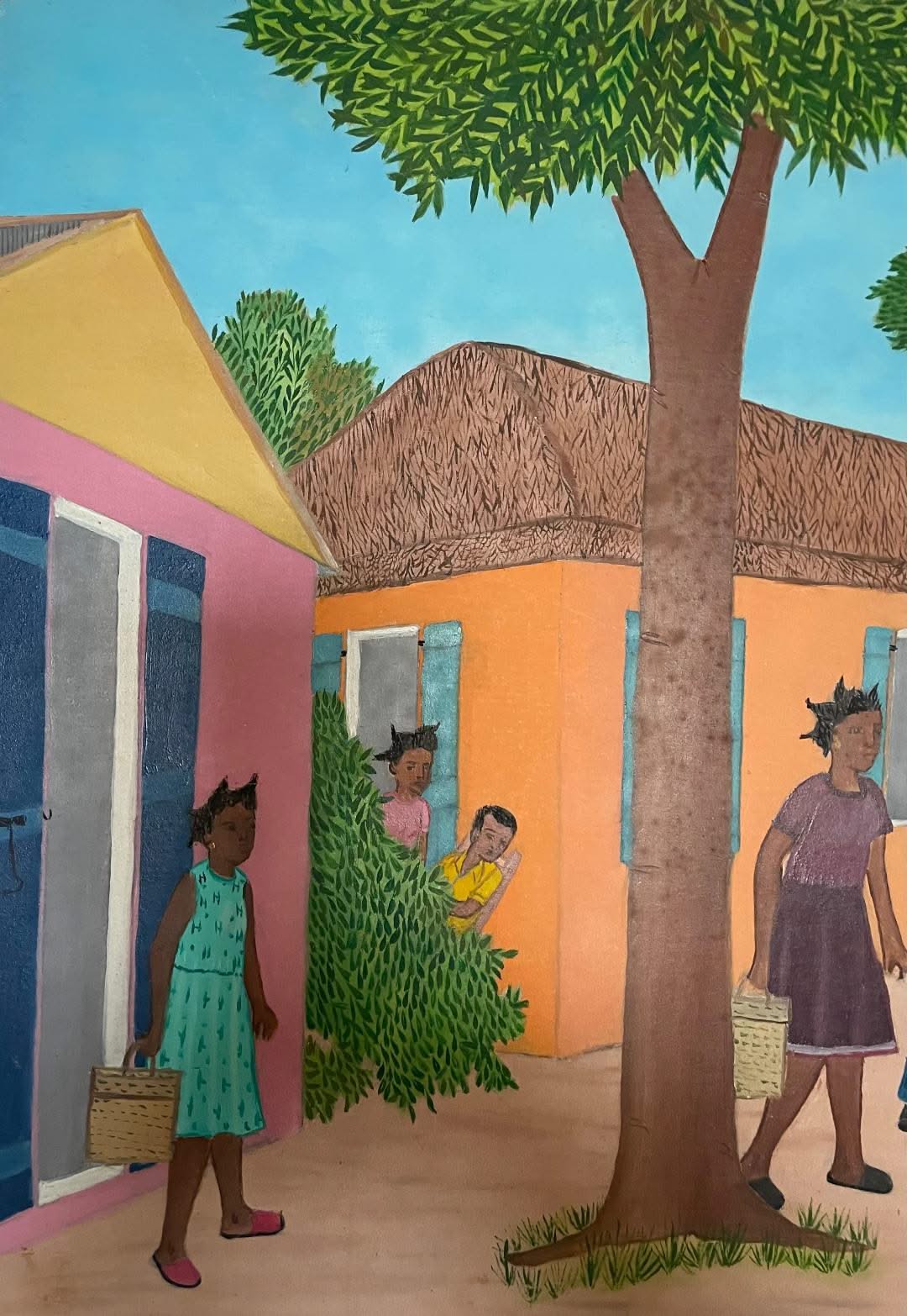 Othon Obin 16"x20" Rural Scene 1980 Oil on Masonite Painting #3-2-95MFN