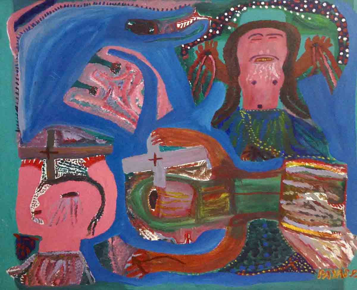 Payas (Pierre-Sylvain Augustin) 33"x34" Sacrifices Oil on Canvas #9933GN-HA