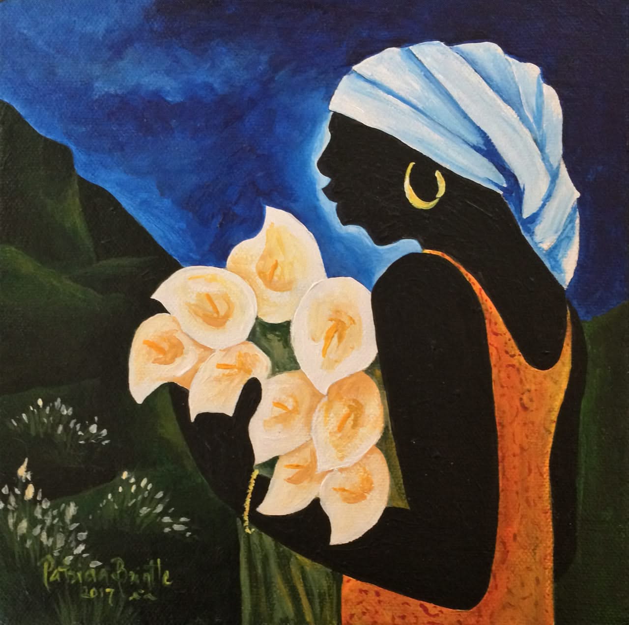 Patricia Brintle 8"x8" Rosalie 2017 Acrylic on Canvas #5PB