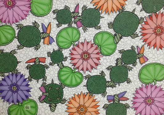 Alix Roy 23"x33" Turtles Acrylic on Board #2409GN-HA