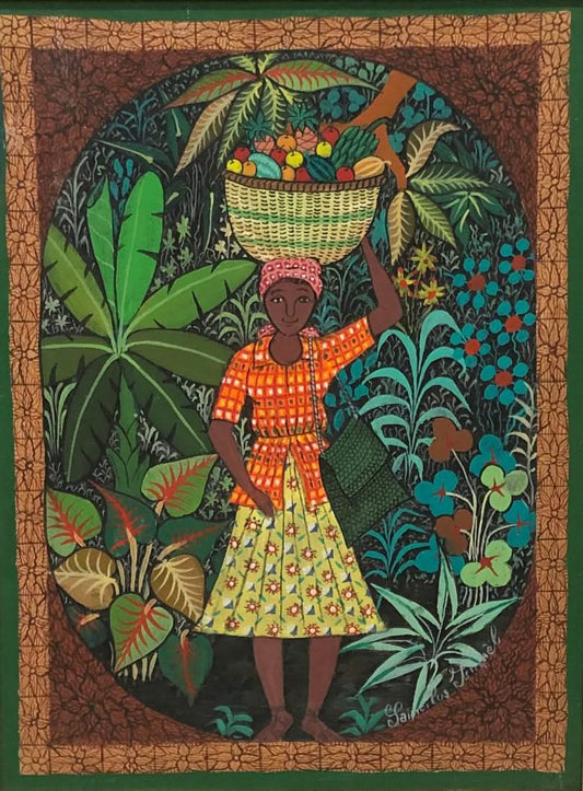 Ismael Saincilus 16"x12" The Merchant Oil on Canvas Framed #1FC