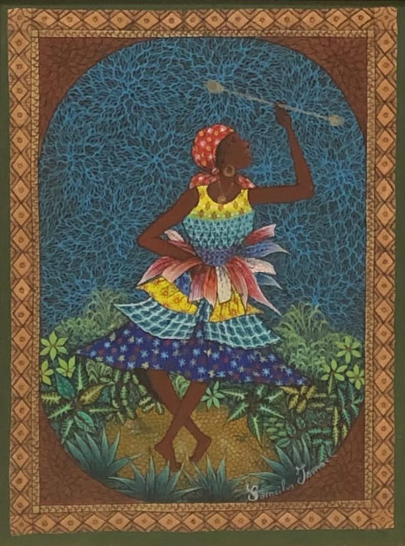 Ismael Saincilus 16"x12" The Dancers Oil on Canvas Framed  #2FC