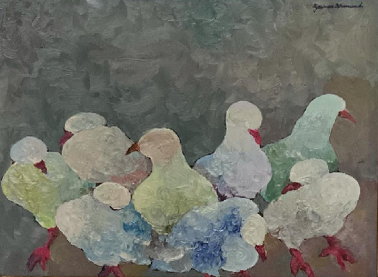 Gesner Armand (1936-2008) 12"x16" The Pigeons c1970 Oil on Board Painting #1HL