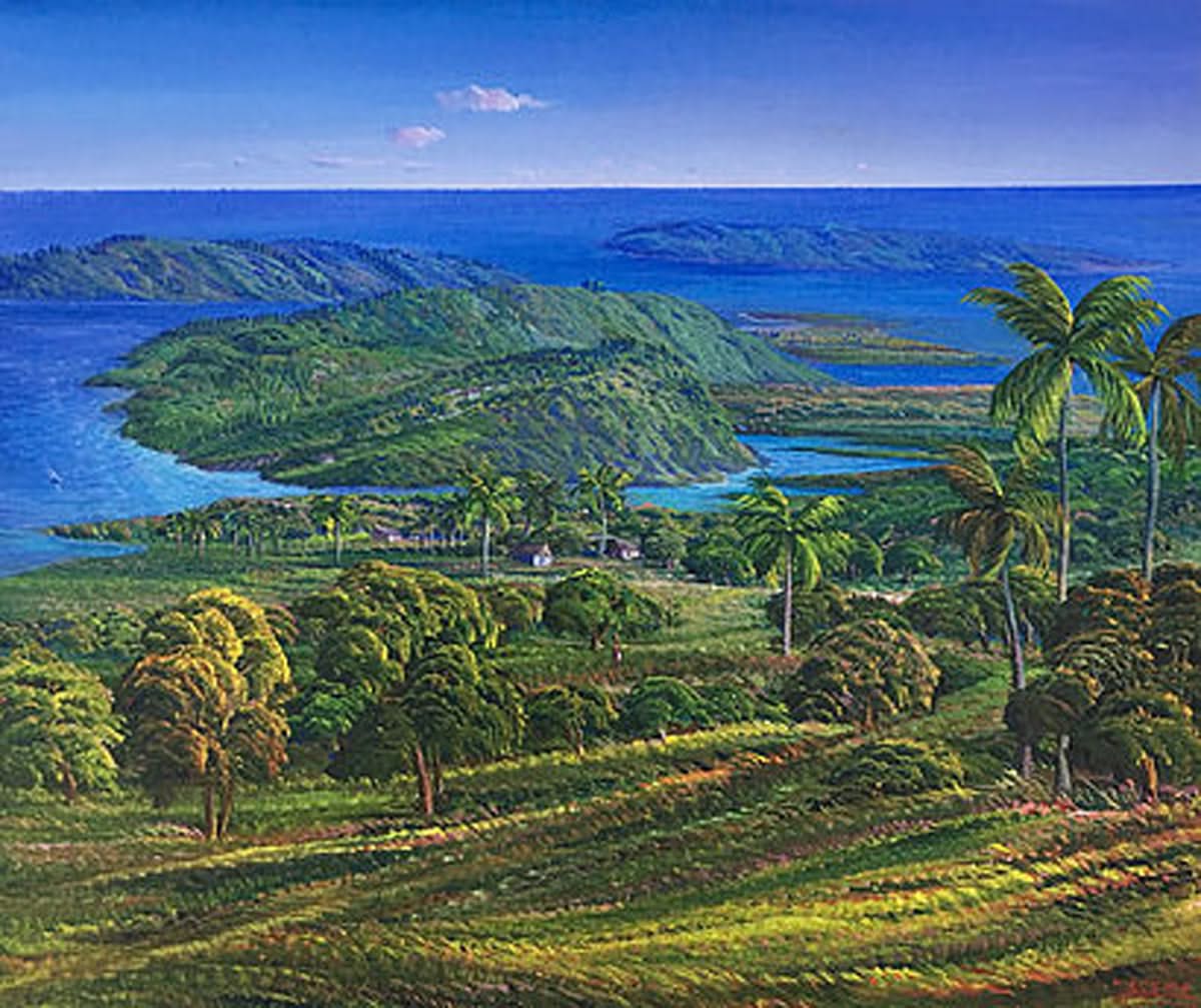 Jean Adrien Seide 20"x24" Landscape by the Water Acrylic on Canvas #1509GN-HA