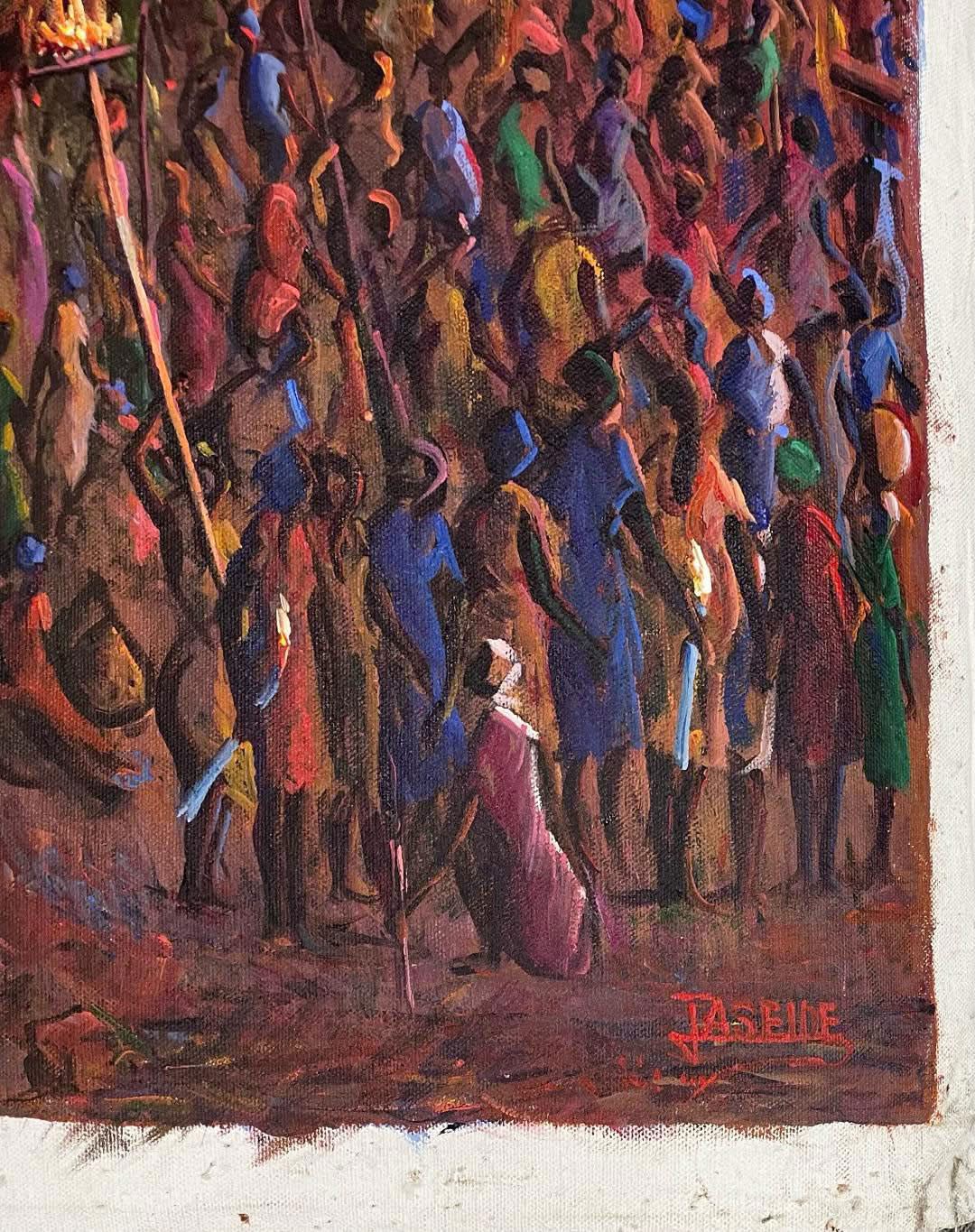 Jean Adrien Seide 40"x30"  Multitude in Procession 2022 Canvas Painting #22MFN