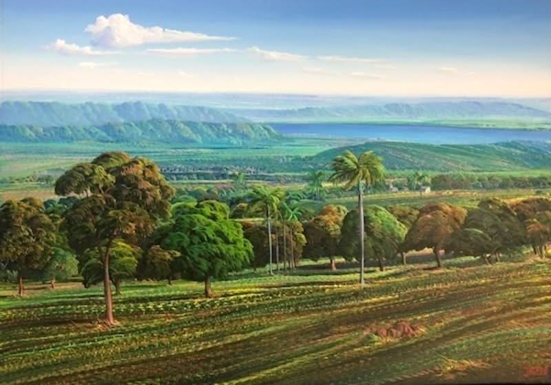 Jean-Adrien Seide 36"x50" Landscape and Trees Acrylic on Canvas #J56-HA