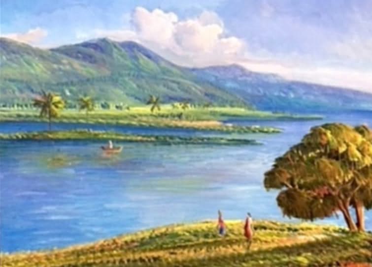 Jean-Adrien Seide 12"x16" Landscape by the Water Acrylic on Canvas #J91-HA