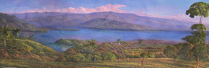 Jean Adrien Seide 12"x36" Early Daily Life By The River 2022 Acrylic on Canvas Painting Unframed #17MFN