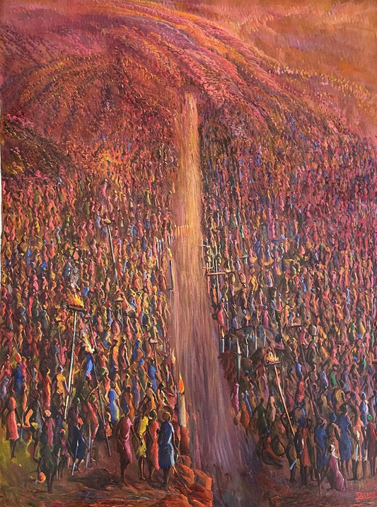 Jean Adrien Seide 40"x30"  Multitude in Procession 2022 Canvas Painting #22MFN