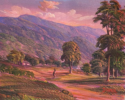 Jean Adrien Seide 8"x10" The Hut & Woman At Sunset 2022 Acrylic on Canvas Painting #23MFN