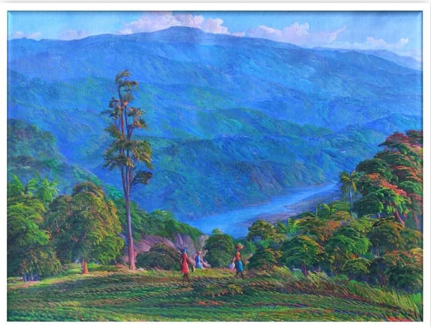 Jean-Adrien Seide 20"x24" On Their Way To The Market By The River 2022 Acrylic on Canvas Painting #19MFN