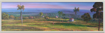 Jean Adrien Seide 12"x40" The Huts, Palm Trees & People 2021 Acrylic on Canvas #3MFN