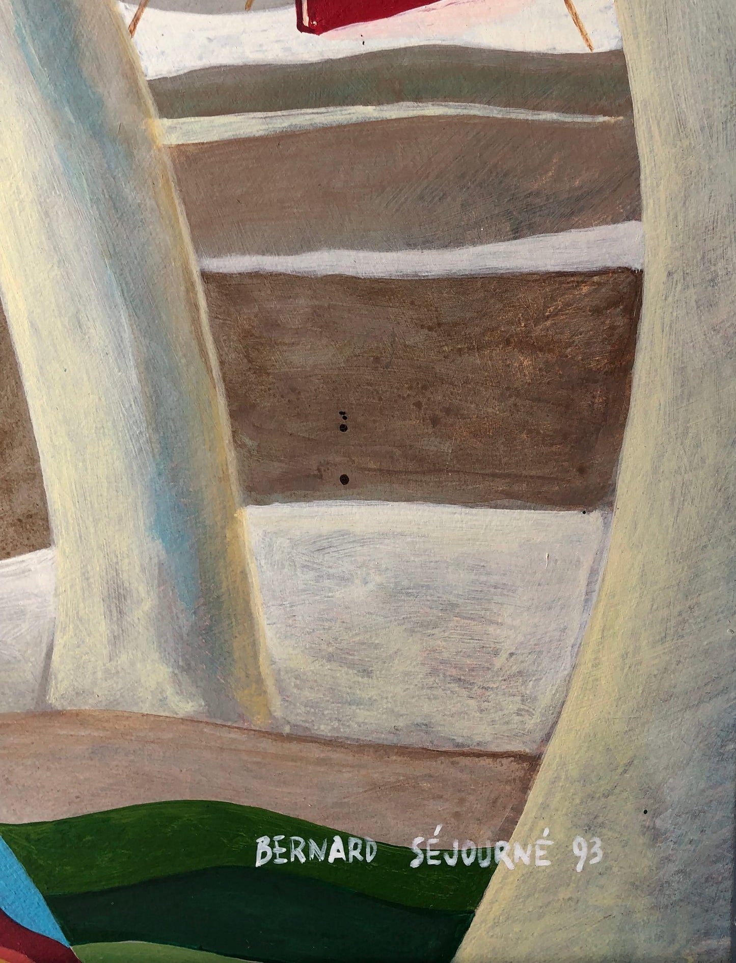 Bernard Sejourne (1947-1994) 24"x21" Lady Gazing At The Back 1993 Acrylic on Masonite Unframed Painting #1CS