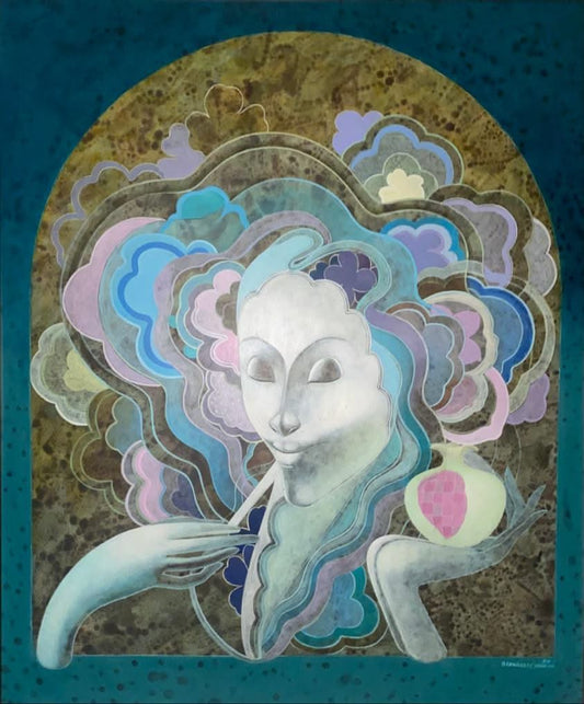 Bernard Sejourne (1947-1994) 48"x40" Untitled 1989 Acrylic on Board Painting #1JN-HA