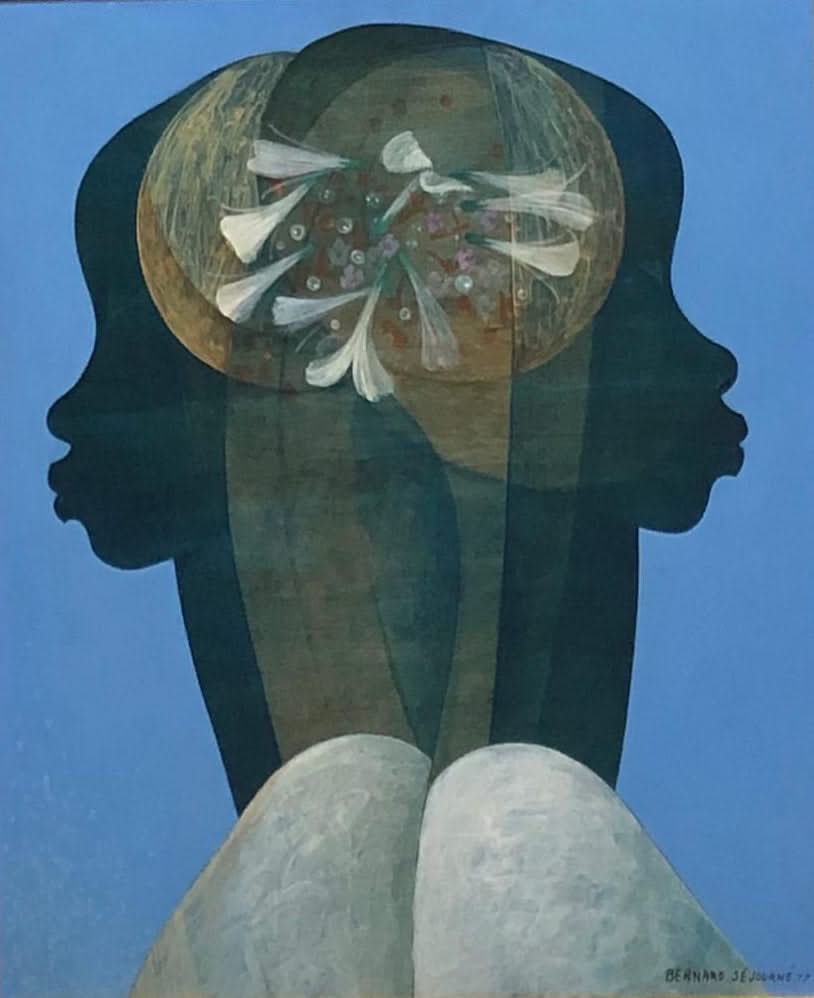 Bernard Sejourne (1947-1994) 24"x20" Rivalry 1977 Acrylic On Masonite Framed #5FC